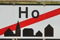 A city-sign to the city Ho in Denmark. Royalty Free Stock Photo