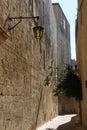 The city of silence. Lonely street. Mdina. Old town. Malta sightseeing