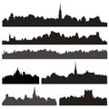 City silhouett set. European cityscape. Skyline set. Buildings s