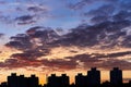 City silhouette against the sky on a sunset. Minsk city Royalty Free Stock Photo