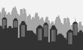 City silhouette background with many buildings mall