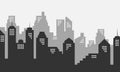 City silhouette background with many buildings mall