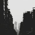 City Silhouette, Cityscape, Urban Landscape Drawing Imitation, Building Silhouettes, Copy Space