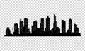 City silhouette. Modern urban landscape. Cityscape buildings silhouette on transparent background. City skyline with