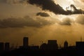 City in silhouette on a partially cloudy sunset Royalty Free Stock Photo
