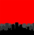 City silhouette and red background. Megapolis silhouette. Skyscrapers and buildings. Vector illustration