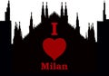 City silhuette I love Milan