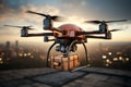 City skies witness electric drone delivering parcels swiftly and efficiently