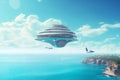 City in the Sky: AI-powered Flying Cities and Spaceships over the Azure Sea