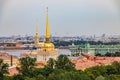 City skyline with the Admiralty spire, Peter and Paul Fortress, river Neva and Hermitage Winter Palace in Saint Petersburg, Russia Royalty Free Stock Photo