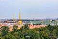 City skyline with the Admiralty spire, Peter and Paul Fortress, river Neva and Hermitage Winter Palace in Saint Petersburg, Russia