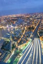 City skyline along river Thames with at night with London Bridge Royalty Free Stock Photo