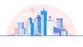 City skyline background. Buildings silhouette. Urban landscape for animation vector illustration