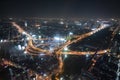 The city skyline of Bangkok Thailand and the city traffic at night Royalty Free Stock Photo