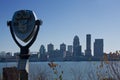 City Skyline with Binocular Viewer Royalty Free Stock Photo