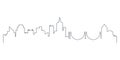 City skyline black line pattern with silhouettes of bridge and buildings Royalty Free Stock Photo