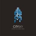 City skyline blue commercial building logo Royalty Free Stock Photo