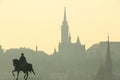 City skyline of Budapest with silhouette of Matthias Church Royalty Free Stock Photo