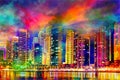 City skyline color  art toronto canada Royalty Free Stock Photo