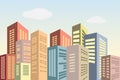 City skyline with colorful tall buildings. Colorful city. Vector illustration