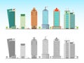 City Skyline Decorative Isolated Vector Illustration. Skyscraper Offices Flat Business Buildings Set Royalty Free Stock Photo