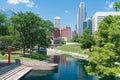 City Skyline in Downtown Omaha, Nebraska Royalty Free Stock Photo