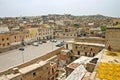 City skyline, drying hides and dye pots at one of the tanneries Royalty Free Stock Photo