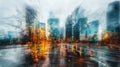 The city skyline fades into the background as the attention is drawn to the defocused Concrete Canvas Blurred murals Royalty Free Stock Photo
