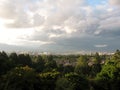 City skyline and mountains panorama on cloudy day. Vancouver, BC Canada Royalty Free Stock Photo