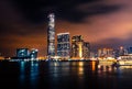 City skyline at night, city lights in downtown Hong Kong Royalty Free Stock Photo