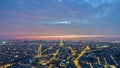 The city skyline at night. Paris, France. Taken from the tour Montparnasse day to night timelapse Royalty Free Stock Photo