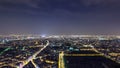 The city skyline at night. Paris, France. Taken from the tour Montparnasse timelapse Royalty Free Stock Photo