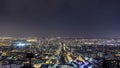 The city skyline at night. Paris, France. Taken from the tour Montparnasse timelapse Royalty Free Stock Photo