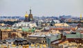 City skyline with the Church of Savior on Spilled Blood from the roof of Saint Isaac`s Cathedral in Saint Petersburg, Russia