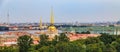 City skyline with the Admiralty spire, Peter and Paul Fortress, river Neva and Hermitage Winter Palace in Saint Petersburg, Russia Royalty Free Stock Photo