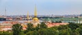 City skyline with the Admiralty spire, Peter and Paul Fortress, river Neva and Hermitage Winter Palace in Saint Petersburg, Russia Royalty Free Stock Photo