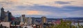 City skyline panorama with Mount Rainier at sunset in Seattle, Washington Royalty Free Stock Photo