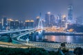 City skyline and river at night in Chongqing Royalty Free Stock Photo