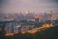 City skyline and river night view in Chongqing, China Royalty Free Stock Photo