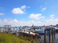 City Skyline and sailboats and yachts at harbor