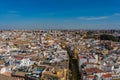 City skyline of Sevilla aerial view from the top of Cathedral of Saint Mary of the See, Seville Cathedral , Spain Royalty Free Stock Photo