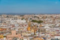 City skyline of Sevilla aerial view from the top of Cathedral of Saint Mary of the See, Seville Cathedral , Spain Royalty Free Stock Photo