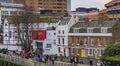 City skyline with the Shakespeare's Globe Theatre on Thames river bank in Bankside, London, England