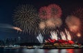 The city skyline of sydney, australia. circular quay and opera house. touristic points, new year firework and independence day