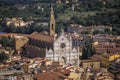 Aerial skyline view of Croce Basilica and terracotta red roofs, Florence, Italy Royalty Free Stock Photo