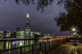 City skyline and waterfront at night