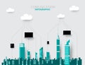 City skylines background vector illustration. flat city building