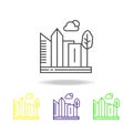 City, skyscraper, buildings, tree colored icon. Can be used for web, logo, mobile app, UI, UX