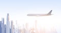 City Skyscraper View Cityscape Flying Plane Skyline Silhouette with Copy Space Infographics