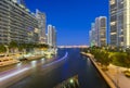 City skyscrapers and Miami River in Downtown Miami, Miami, Florida